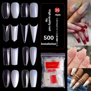 500 pièces de faux ongles naturels blancs, professionnels, artificiels, français, demi-couverture et pleine couverture, 500 pièces de pointes d'ongles - Product Image 2