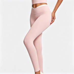 OEM Custom High Elastic Shaping Hip Lifting Contrast Spliced <strong>Lace</strong> <strong>Trim</strong> V Waist Slimming Women <strong>Leggings</strong> for Yoga Daily Sports - Product Image 4