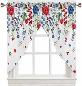 Tende a strati e mantovane con motivo a stella patriottica 'Let Freedom Ring' per il Giorno dell'Indipendenza, decorazioni per finestre e cucina - Product Image 2