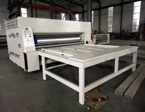Máquina de corte e vinco para impressão flexográfica de papelão ondulado, máquina de corte semi automática com corrente de alimentação, 2 cores