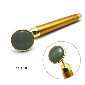 2019 oro belleza energía <span class=keywords><strong>Bar</strong></span> vibración Facial rodillo masajeador eléctrico con Jade cuarzo rosa masaje Facial - Product Image 2