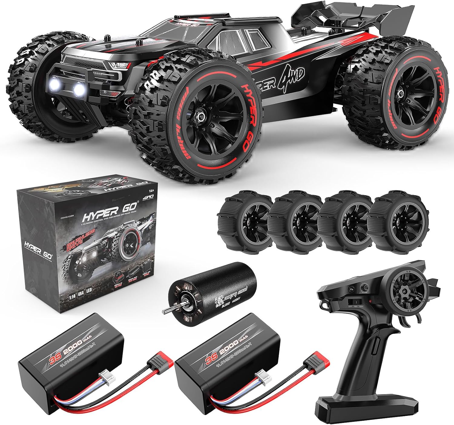 DWI Dowellin HYPER GO H14210 1/14 bürstenlose RC-Pkw für Erwachsene RC-Lkw 4wd Gelände wasserdicht, Hochgeschwindigkeits-RC-Auto