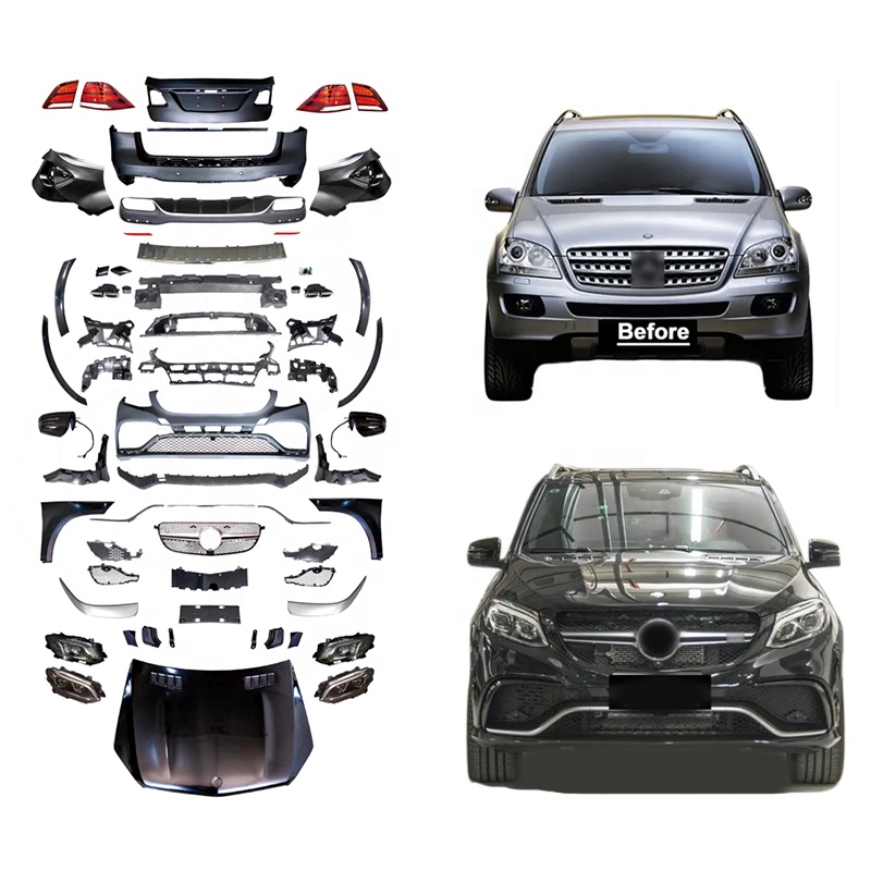 Wholesale ML Class W164 upgrade to GLE W166 body kits car bumpers hood fenders lights exhaust tips car accessories