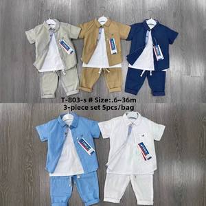 Nouvel ensemble en coton pour garçons 6m-36m, chemise courte et t-shirt et pantalon, ensemble 3 pièces pour bébés et enfants, ensemble décontracté pour enfants - Product Image 4