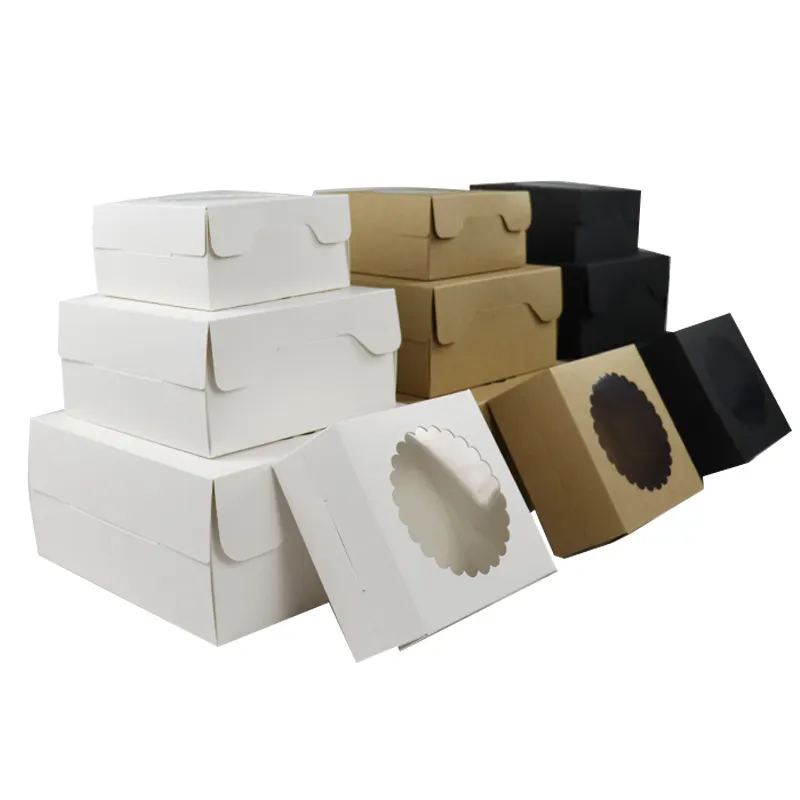 Großhandel Pappe Bäckerei Cupcake Box Kuchen paket 1/2/4/6 Löcher Mini Cup Cake Box mit benutzer definierten Kunststoff fenster