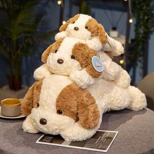 Juguete de perrito de peluche suave personalizado de alta calidad para niños Nueva cara sonriente tumbado Animal de peluche decorativo en 2 colores para elegir - Product Image 5