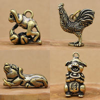Artisanat antique 2026, statues népalaises, animaux en laiton, cheval, mouton, grenouille, petit pendentif en laiton, sculpture