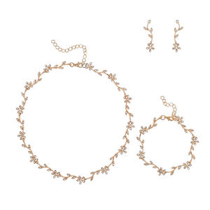 Border Luxury 4-Piece Set Light Fashion Diamond Leaves Collar Cadena Elegante Aleación Accesorios nupciales para regalos - Product Image 5