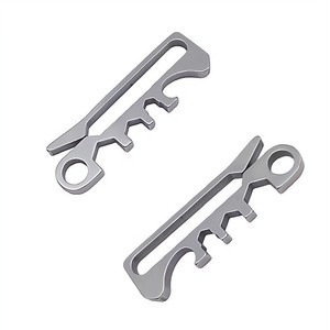 Llavero multiherramienta de acero inoxidable con abridor de botellas, llave hexagonal y gancho para uso en exteriores - Product Image 2