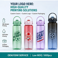 Bouteille de sport Tritan 800 ml Édition Coupe 2026 avec logo personnalisé, sans BPA, anti-fuite, écologique, avec paille, ouverture à une main, idéale pour les voyages