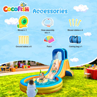 Parc aquatique gonflable Cocofish avec piscine à jets d'eau et canon à eau pour les enfants, amusement estival en plein air