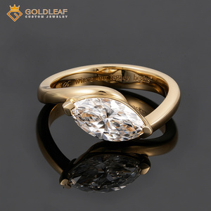 Bague de mariage pour femme en or plaqué 14 carats, diamant de laboratoire taille marquise D VVS1 VS2, personnalisée par Goldleafgem - Product Image 5