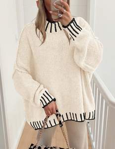 Women's Casual Winter Oversized Pullover Sweaters Long Sleeve Mock Neck Chunky Knit <strong>Slouchy</strong> Solid <strong>Jumper</strong> Tops - Product Image 5