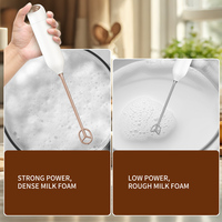 Mousseur à lait électrique portable en plastique PP, durable et écologique, batteur à œufs, fouet, mélangeur de boissons à piles, vente en gros