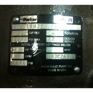 Bomba de pistón Parker PAVC de 100 Hp y 3000 Psi, bomba hidráulica de hierro fundido, fabricada en EE. UU. - Product Image 1