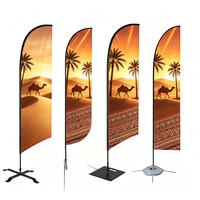 Drapeau à plumes personnalisé, tissu tricoté warp 110g, mât en alliage d'aluminium