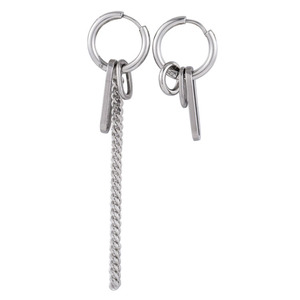 ต่างหูทรงเรขาคณิตเหล็กไทเทเนียมพร้อมพู่โซ่สำหรับผู้หญิงเครื่องประดับแฟชั่น - Product Image 5