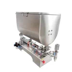 Hopper filler sauce filling machine mixing hopper jar honey juice fruit pulp grease peanut butter chocolate granules filler