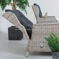Joye Leisure Rattan Liegesofa 5-teiliges Set Outdoor Alu-Rahmen Garten-Liegestuhl Lounge-Möbel mit Ottoman und Kaffeetisch