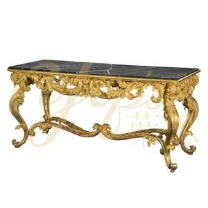 Yips LD-1203-0019 शास्त्रीय नक्काशी सोने-पत्ती संगमरमर शीर्ष कंसोल कमरे में रहने वाले कॉफी टेबल