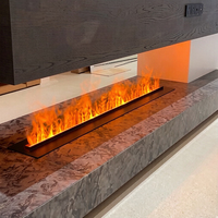 Meuble TV avec foyer encastré à brume, foyer décoratif à flamme simulée LED réaliste et naturelle avec un grand espace de rangement