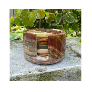 Posavasos de forma redonda de ónix Natural pulido, juego de 6 - Product Image 5