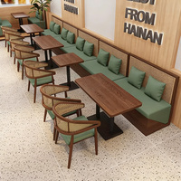 Meubles de restaurant de style asiatique du Sud-Est, chaise en rotin tressé avec structure en bois massif, ensemble de table à manger en contreplaqué, café, restauration rapide