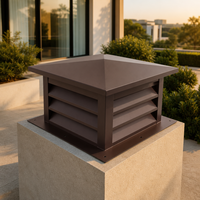 Grille de ventilation carrée à économie d'énergie avec lames en aluminium et acier inoxydable, résistante aux intempéries, pour évacuation naturelle de l'air, idéale pour usage commercial
