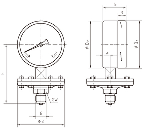 विका डायाफ्राम प्रेशर गेज मॉडल 422.12 423.12 तरल मानक प्रकार स्टेनलेस स्टील आवास - Product Image 6