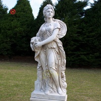 Statue de femme en pierre blanche grandeur nature pour jardin extérieur Fleurs Sculpture de dame