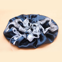 Nouvel arrivage : Bonnet de nuit en soie grande taille avec bordure en dentelle, bonnet de nuit réversible en satin confortable pour dormir avec large bande élastique