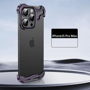 Funda protectora con marco de metal de forma irregular para iPhone 16 Pro Max 15 Plus con cubierta de teléfono móvil con película de lente electrochapada - Product Image 6