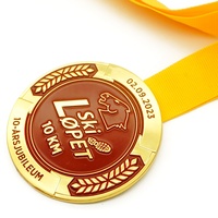 Médailles de course personnalisées en alliage de zinc, médailles sportives en métal doré vierges en gros, médailles de course à pied 5k en alliage de zinc émaillé et cordon