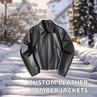 Blousons Bomber en Cuir Personnalisés en Gros – Hiver, Zippés, à Capuche, Camouflage, Patchwork, Couleur Unie – Streetwear Homme – Faible MOQ