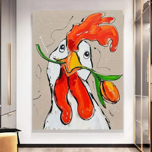 <span class=keywords><strong>Peinture</strong></span> décorative sans cadre de <span class=keywords><strong>coq</strong></span> fantaisiste de marque Diytree pour la décoration de la cuisine, de la maison et du restaurant - Product Image 2