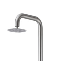 Robinet de colonne extérieur LANO en acier inoxydable double, finition brossée, avec douchette verticale pour sauna et plage