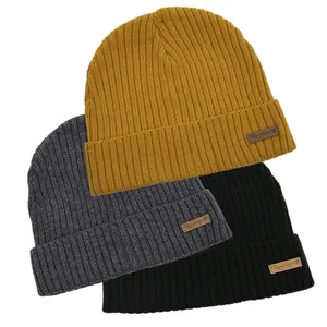 Professional Manufacturers Merino Wool Knitted Single Layer Custom gorros de invierno Beanie Toque Hats