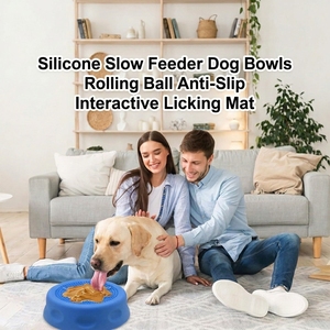 Hot Sale 2 in 1 Silicone Slow Feeder Dog Bowls Rolling Ball Anti-Slip Interactive Licking <b>Mat</b> Waterproof Portable Travel Bowls - Product Image 1