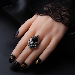 Nouvelle <span class=keywords><strong>bague</strong></span> gothique chauve-souris noire d'Halloween, <span class=keywords><strong>bague</strong></span> réglable avec <span class=keywords><strong>camée</strong></span> de chauve-souris, bijoux de fête pour femmes et hommes, cadeaux de festival - Product Image 4