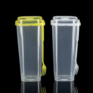 Lotyo Square 960ml 650ml minuman dingin PP injeksi jus Boba susu teh cangkir kustom teh gelembung cangkir plastik dengan tutup - Product Image 5