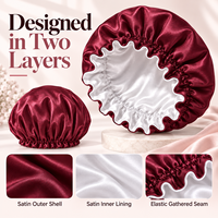 Bonnet de nuit en satin double couche 61g pour femmes aux cheveux bouclés ou longs, couture plate, OEM ODM
