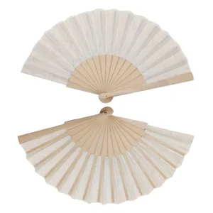 23 Cm Linen Fan Handcrafted Hand Fan With Linen Fabric And Wood Ribs For Summer