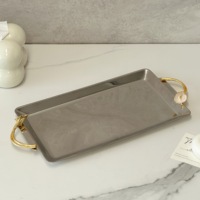 Plateau de service en acier inoxydable argenté, durable, écologique et imperméable, idéal pour la décoration intérieure – Collection Ramadan 2026, un best-seller