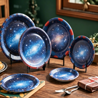 Assiettes et bols en carton écologiques jetables de 6 pouces, qualité alimentaire, pour gâteaux, 200 pièces, pour fêtes
