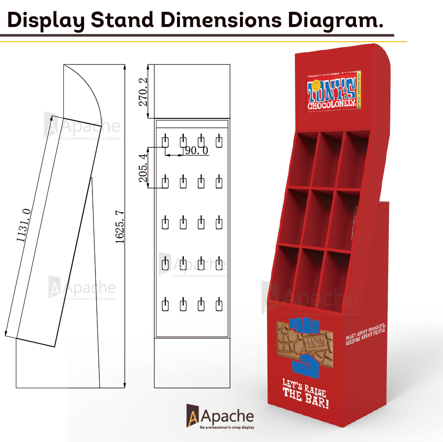 Apache Customized Cardboard Display Stand Light Duty Floor Chocolate Supermarket Rack — view 3