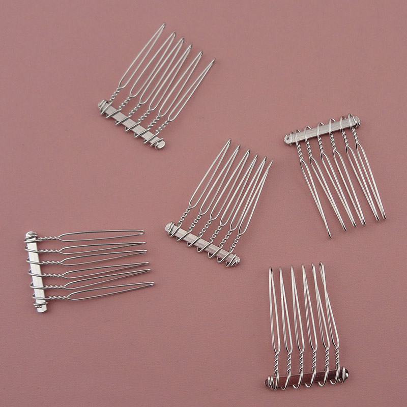 6 teeth Hair Clip Combs Metal Wire Hair Combs Wire Twist Bridal Wedding Veil Combs