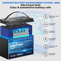 Baterai Lithium LiFePO4 Ubetter EU Indonesia Stock 12V 3000-Cycle 7-200AH Deep Cycle Solar Battery dengan Bluetooth/WiFi BMS untuk RV