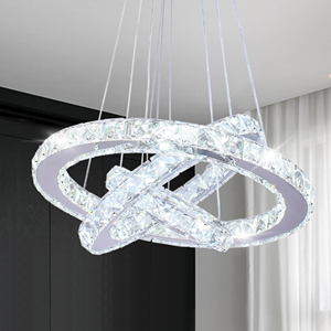 <span class=keywords><strong>Lampadario</strong></span> a Sospensione <span class=keywords><strong>Moderno</strong></span> a 3 Anelli Rotondi in Cristallo K9 con Luce Bianca Fredda e Calda per Soggiorno con Controllo Semplice <span class=keywords><strong>da</strong></span> Interruttore - Product Image 2
