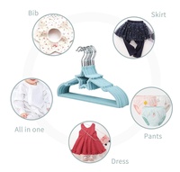 Cintre enfant simple en ABS, velours et métal, fin et antidérapant, avec crochets pivotants, pour armoire