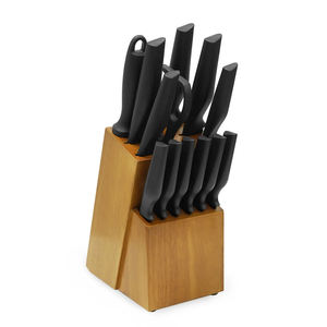 Kitchenware 14-Piece Black PP Handle Cutlery <b>Set</b> Black Anti-Bacterial Coating Kitchen <b>Knife</b> <b>Set</b> with Block - Product Image 1